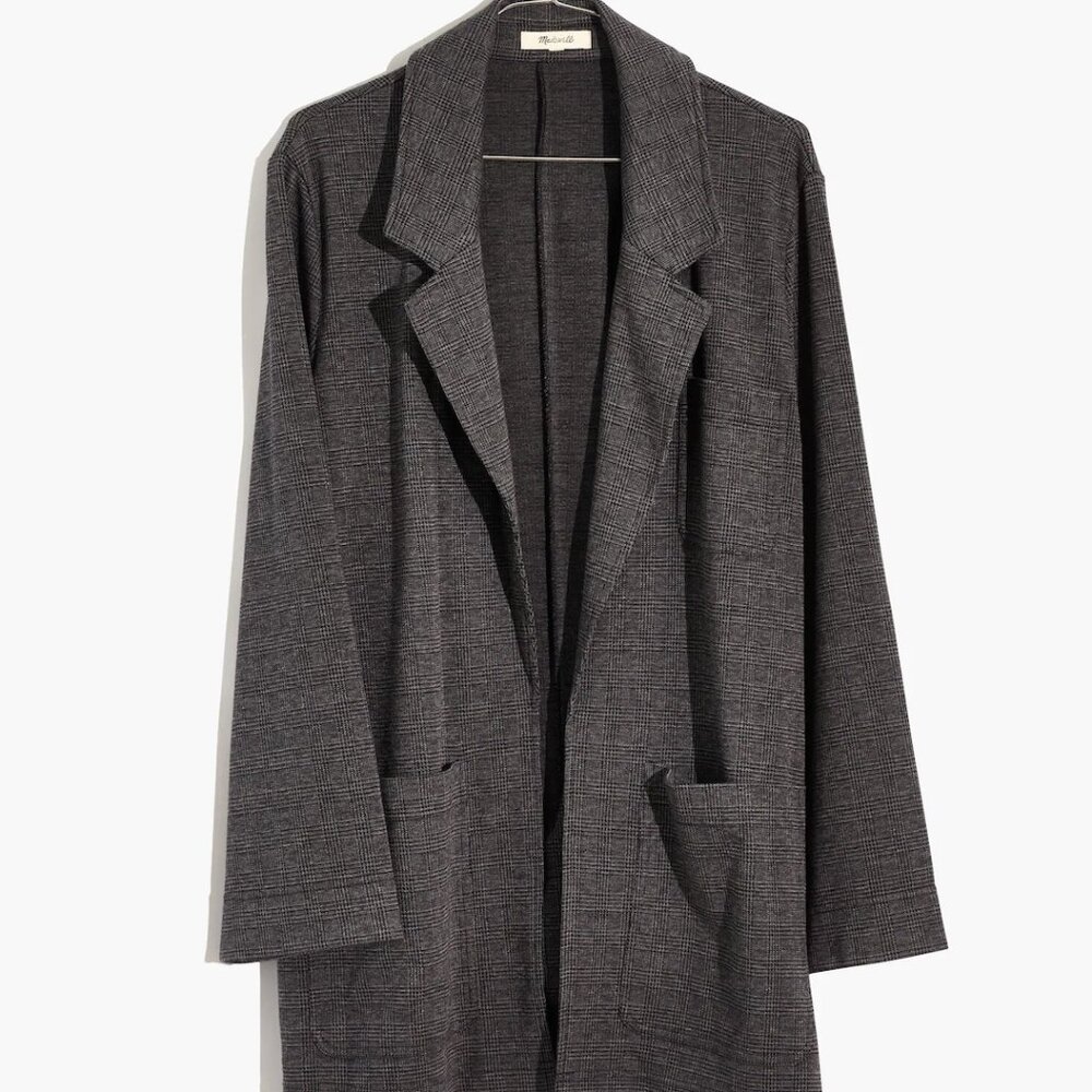 Madewell Oversized Knit Blazer in Glen Plaid